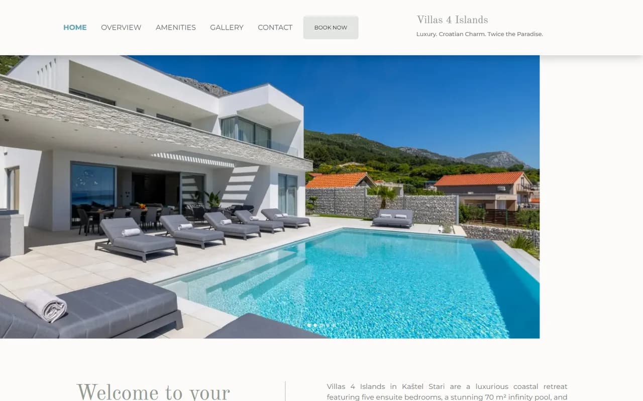 Villas 4 Islands: Web stranica dviju luksuznih vila uz more u Kaštel Starom, s galerijom, sadržajima i rezervacijom.